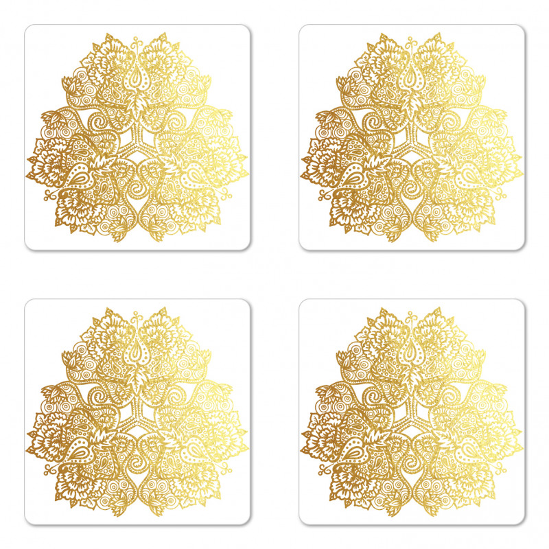 Ombre Effect Paisley Lotus Coaster Set Of Four