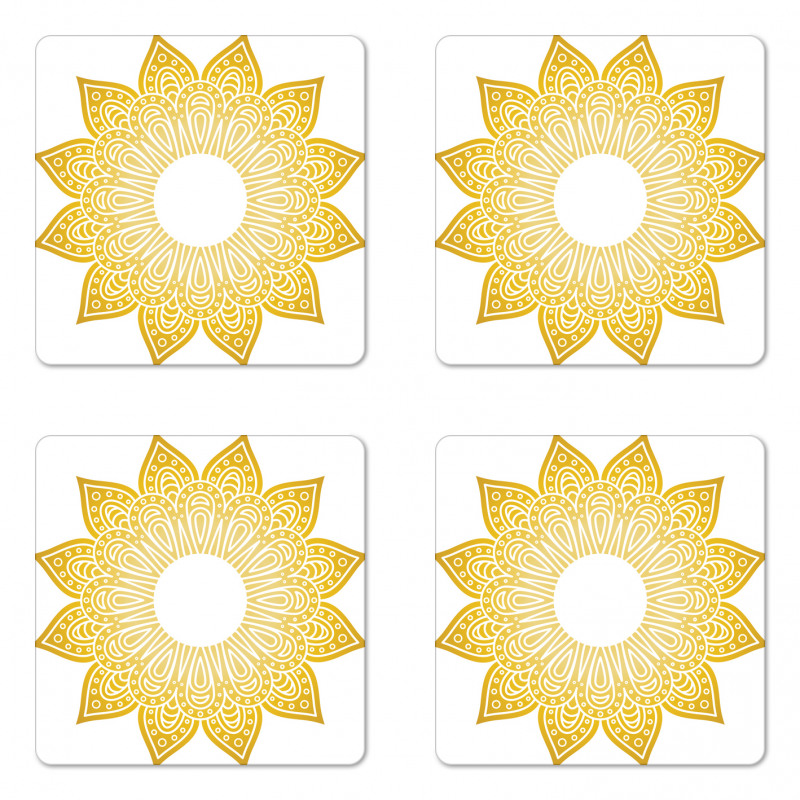 Circle Sun Looking Floral Coaster Set Of Four