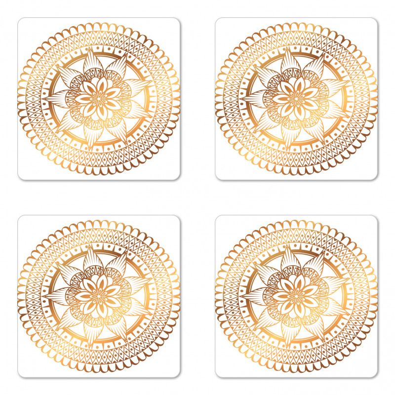 Circular Floral Art Therapy Coaster Set Of Four