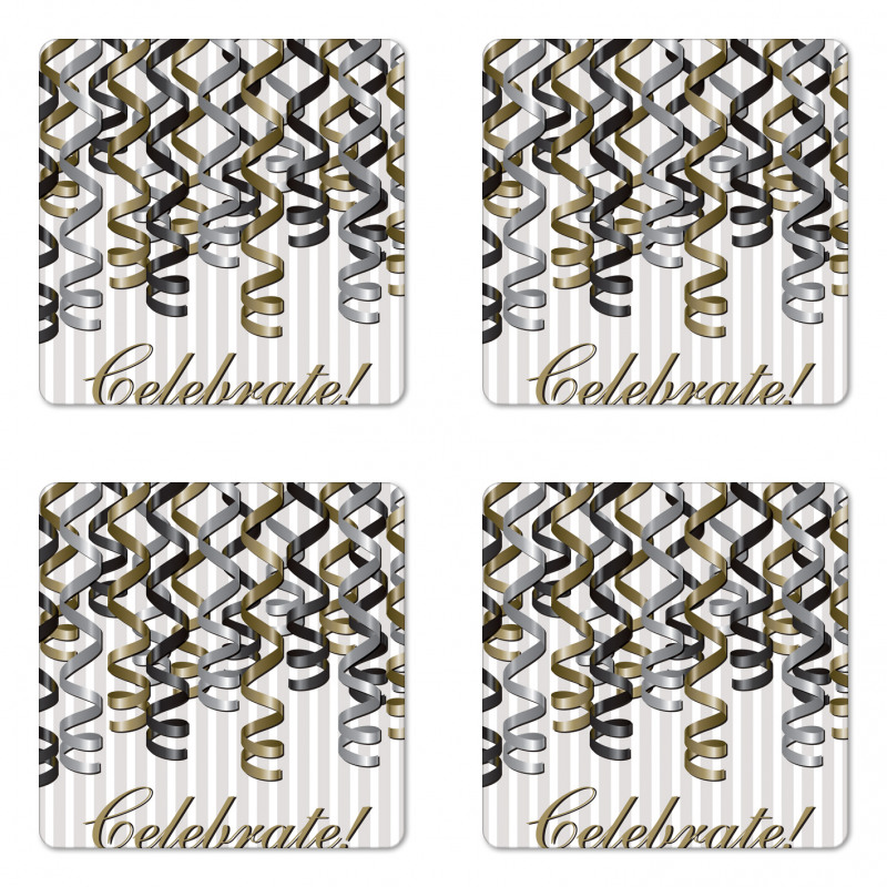 Celebrate Curling Ribbon Coaster Set Of Four