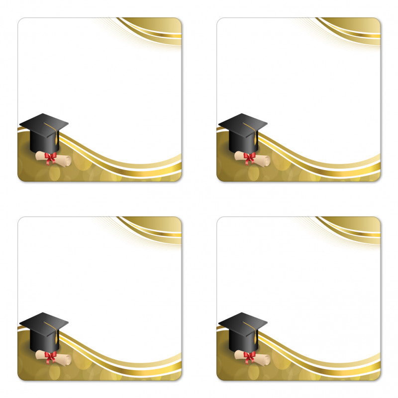 Cap and Ribbon Diploma Coaster Set Of Four