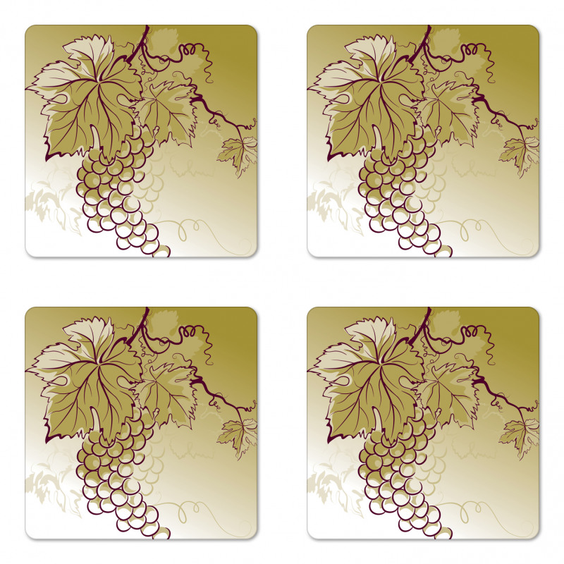 Fruits and Leaves on Ombre Coaster Set Of Four