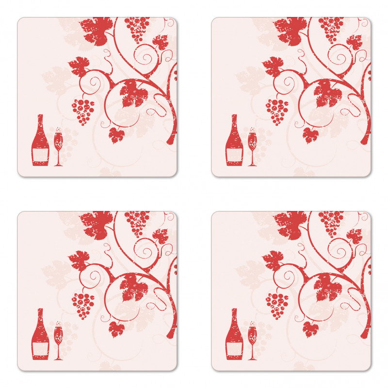 Winery and Fruits on Tree Coaster Set Of Four