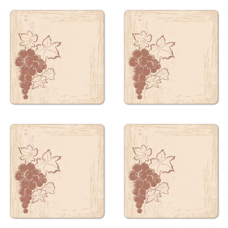 Vintage Style Fruits Branch Coaster Set Of Four