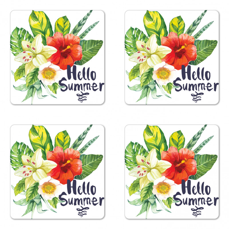 Tropical Flowers and Plants Coaster Set Of Four