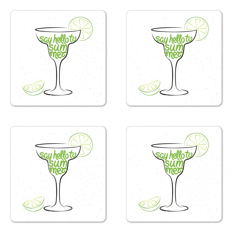 Cocktail Glass with Limes Coaster Set Of Four