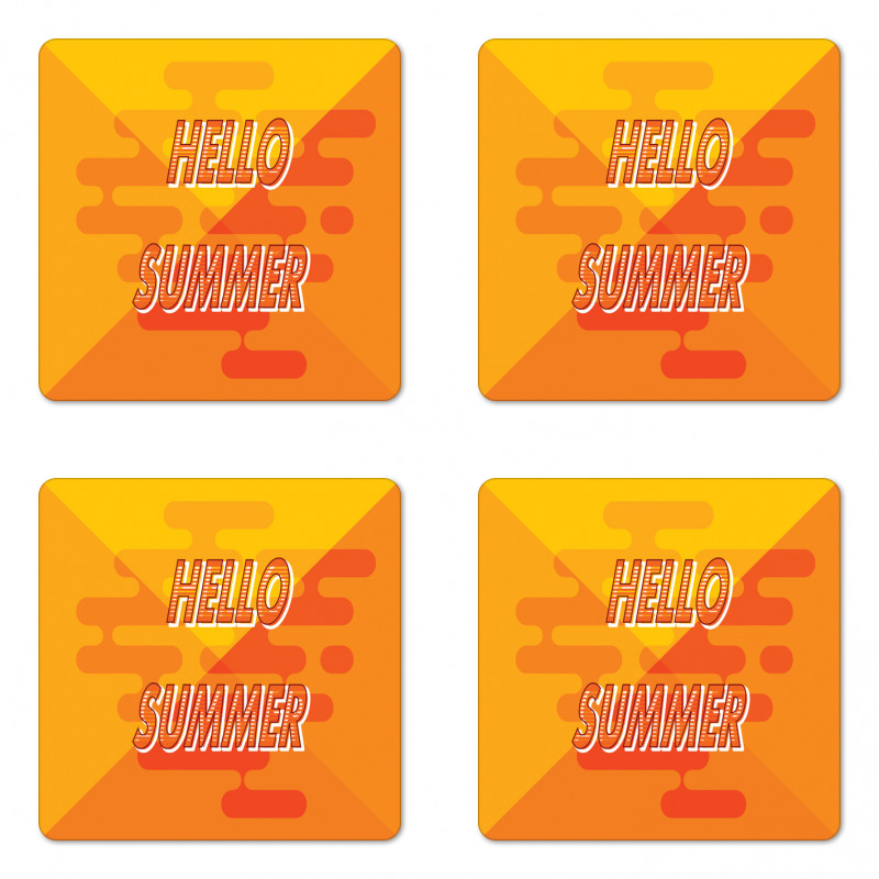 Abstract Design Hello Summer Coaster Set Of Four