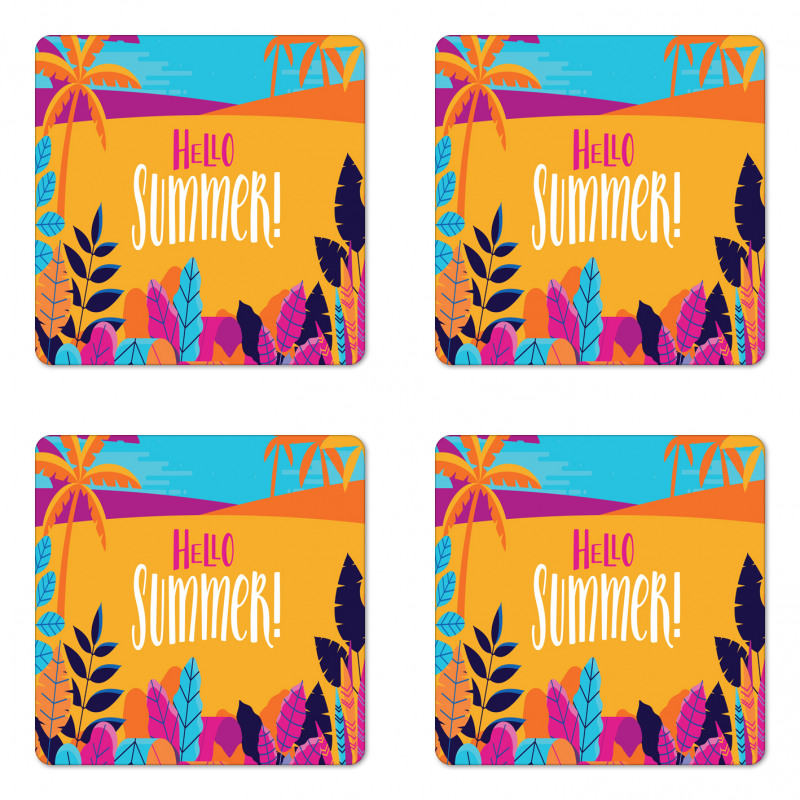 Tropical Beach Hello Summer Coaster Set Of Four