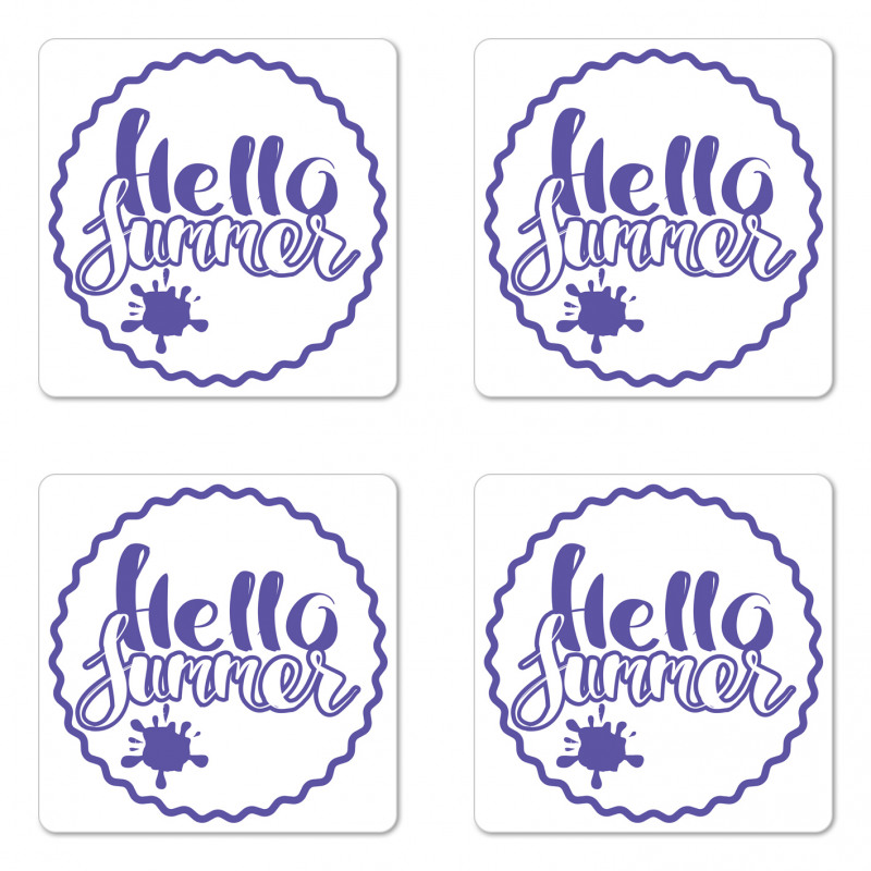 Hello Summer Season Circle Coaster Set Of Four