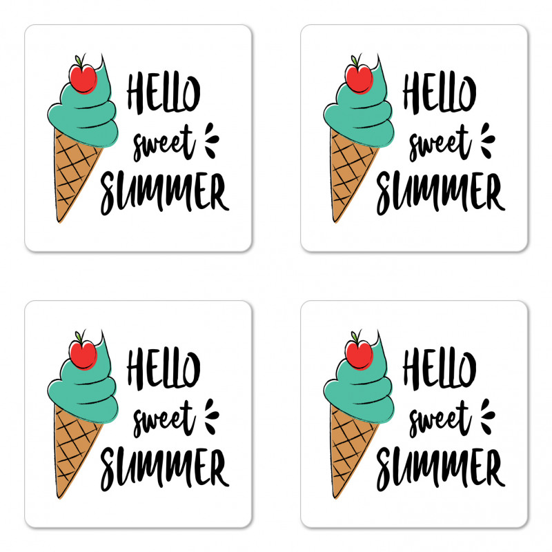 Cherry Top Ice Cream Coaster Set Of Four