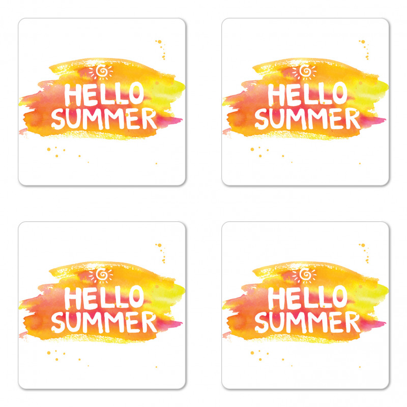 Sun Pattern Hello Summer Coaster Set Of Four