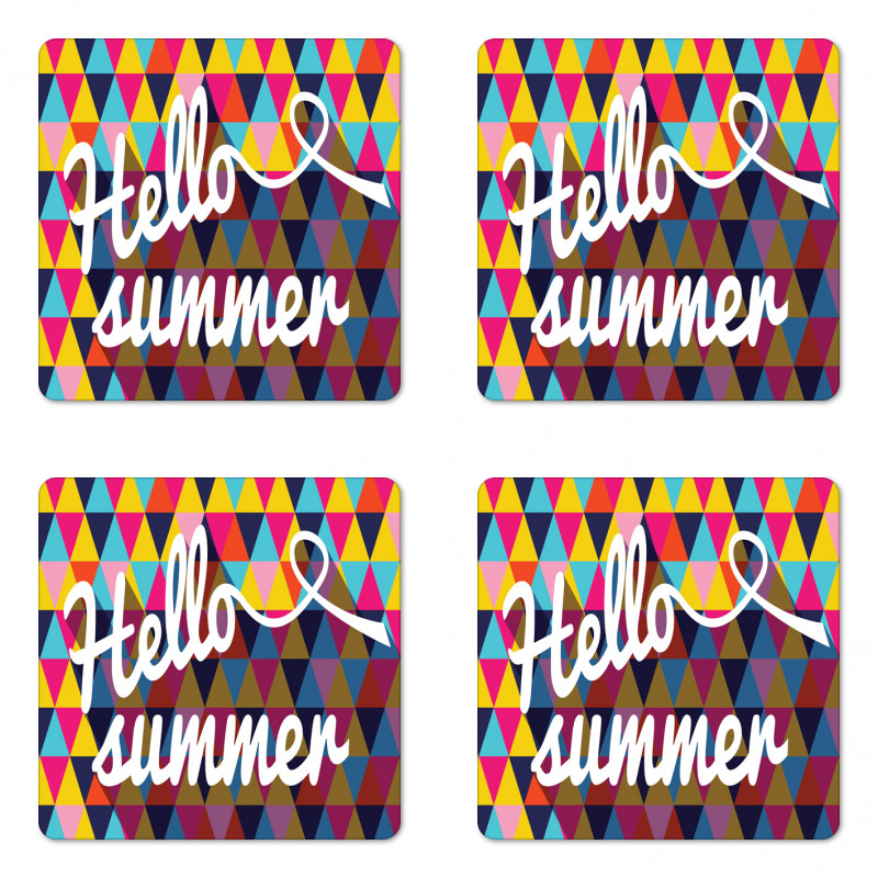 Retro Triangles Hello Summer Coaster Set Of Four