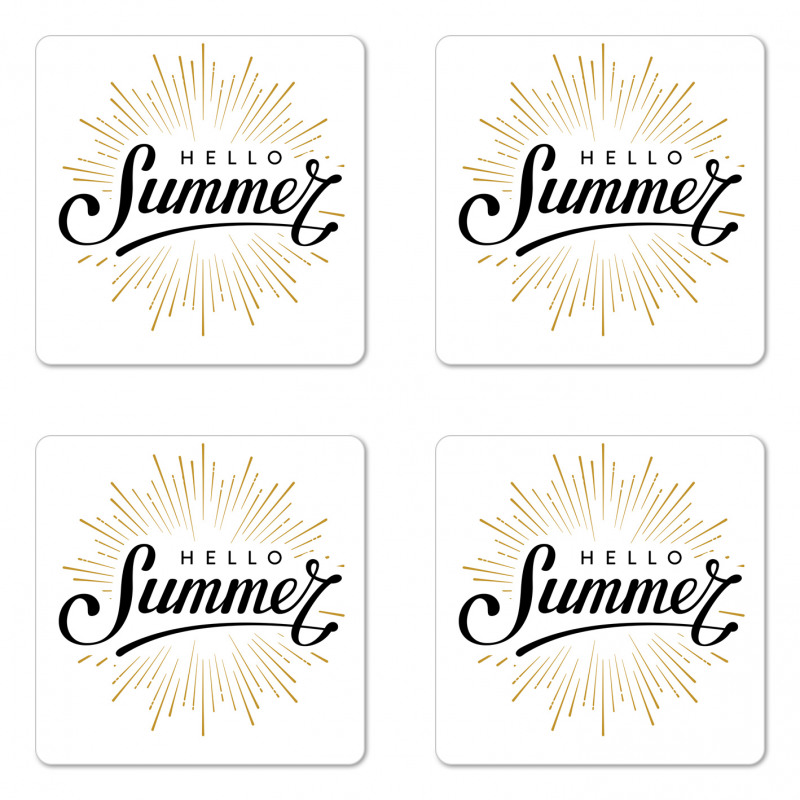 Simple Summer Hand Lettering Coaster Set Of Four