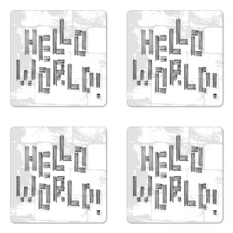 Abstract Striped Hello World Coaster Set Of Four