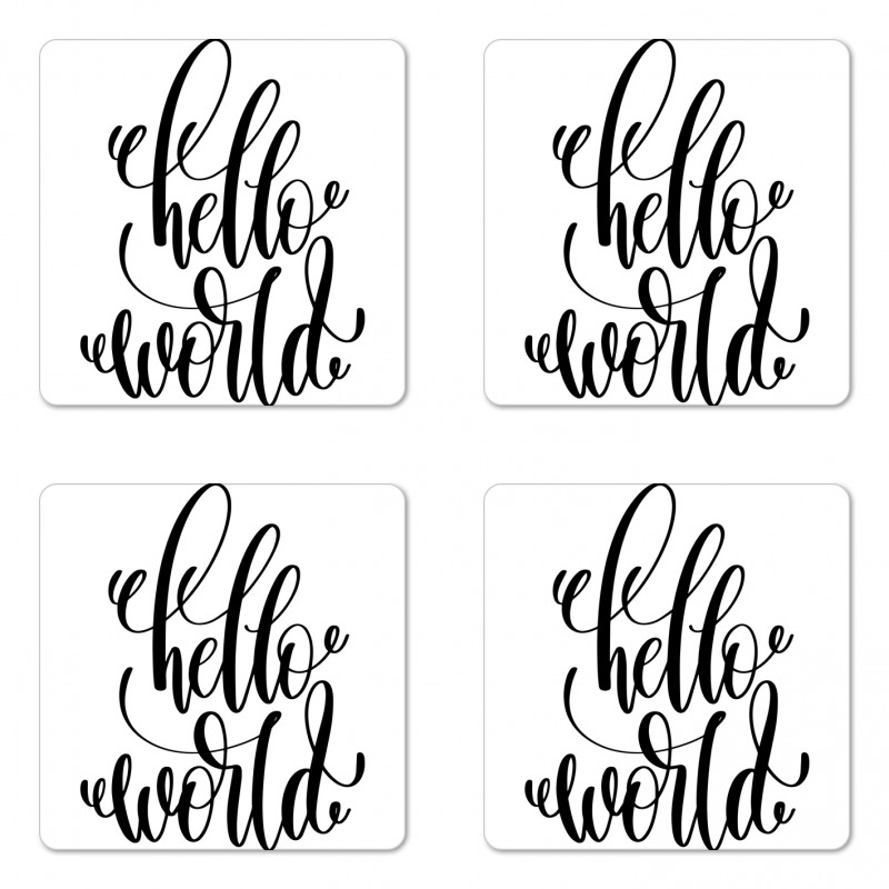 Hand Written Hello World Art Coaster Set Of Four