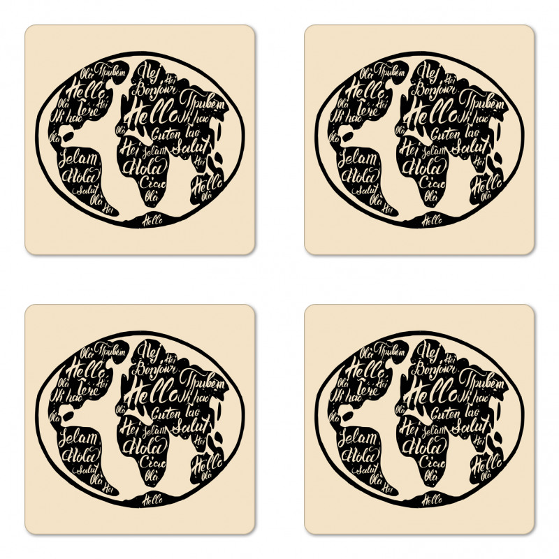 Hello in Various Languages Coaster Set Of Four