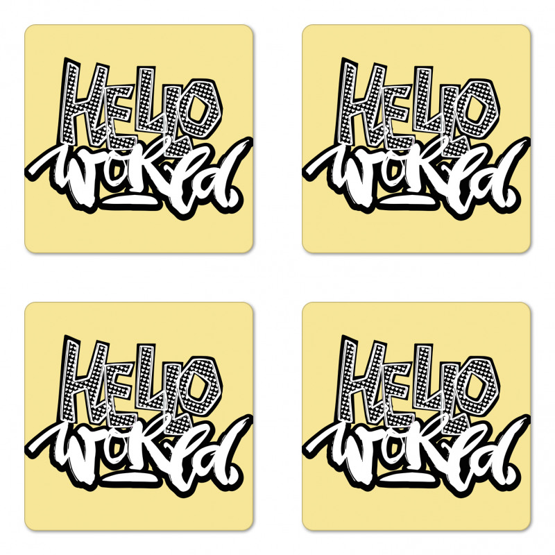 Hello World Graffiti Hearts Coaster Set Of Four