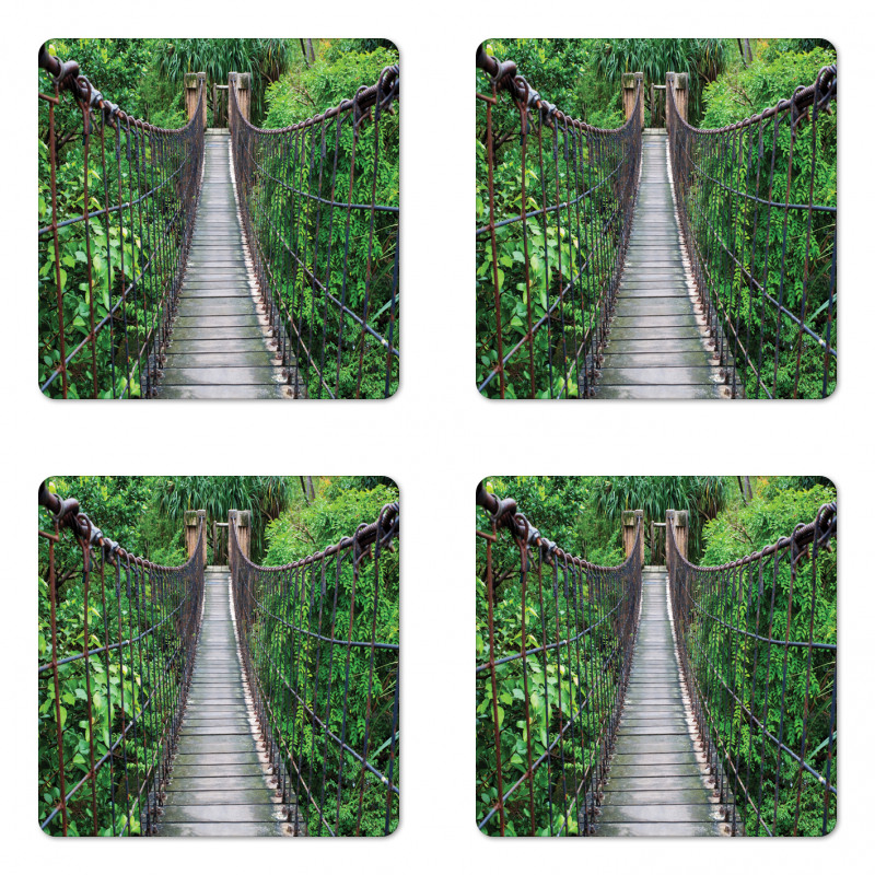 Rope Bridge in a Rainforest Coaster Set Of Four