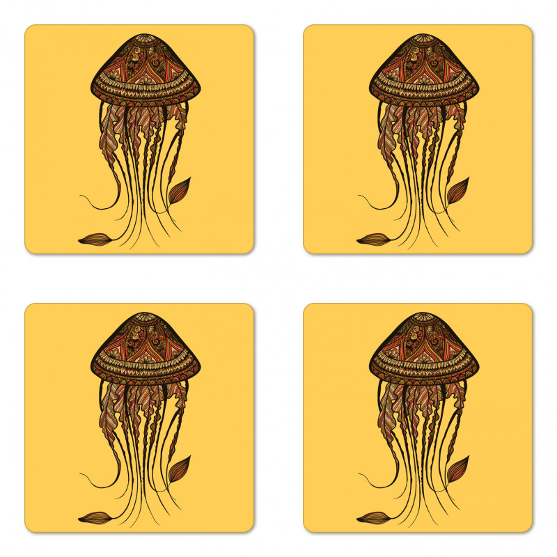 Abstract Jellyfish Coaster Set Of Four