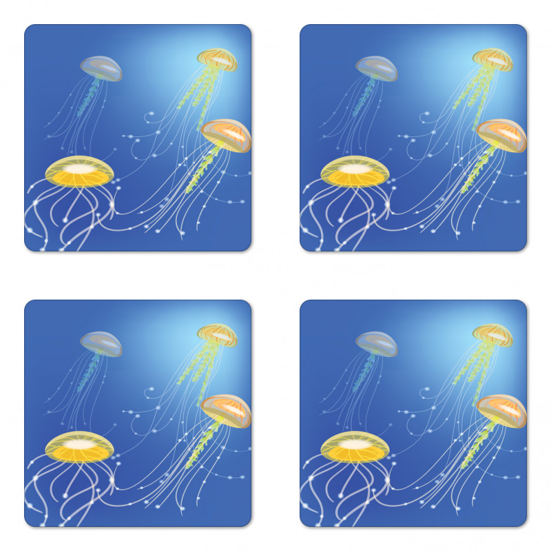 Abstract Floating Scene Coaster Set Of Four