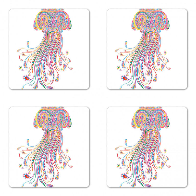 Doodle Abstract Colorful Coaster Set Of Four