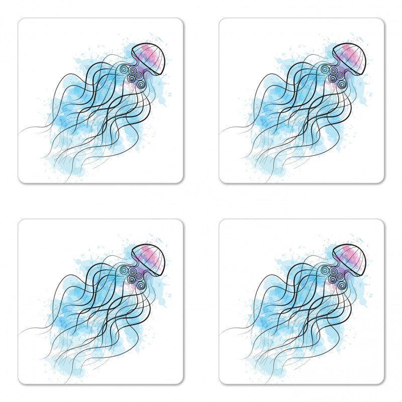 Outline Curly Tentacles Coaster Set Of Four