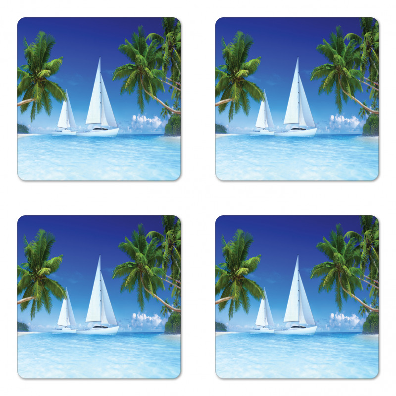 Palm Trees and Sailboats Coaster Set Of Four