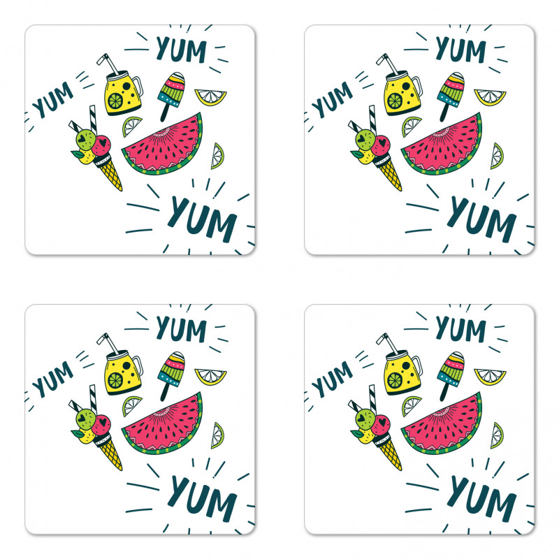 Summer Tastes and Lettering Coaster Set Of Four