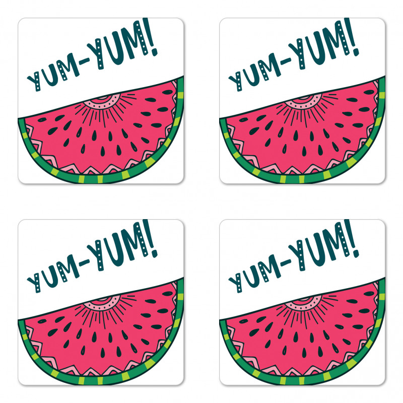 Tasty Watermelon Slice Yum Yum Coaster Set Of Four