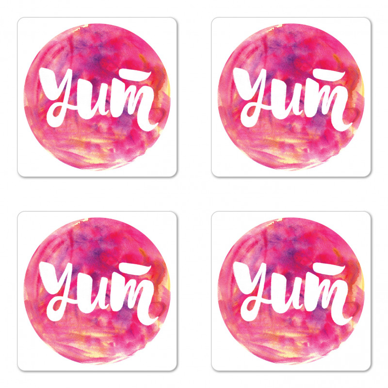 Wording on Watercolor Round Coaster Set Of Four