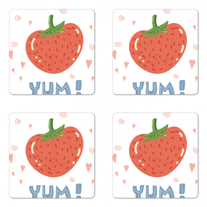 Lettering with a Strawberry Coaster Set Of Four