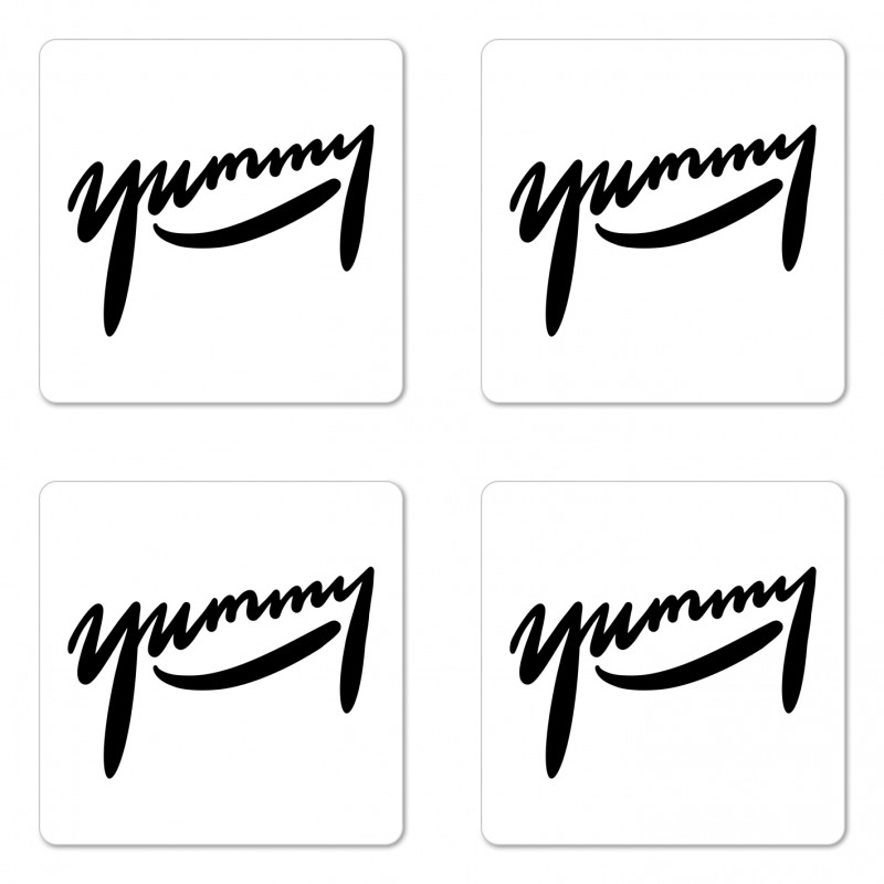 Monochrome Plain Typography Coaster Set Of Four