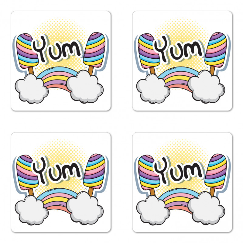 Rainbow Clouds and Popsicle Coaster Set Of Four