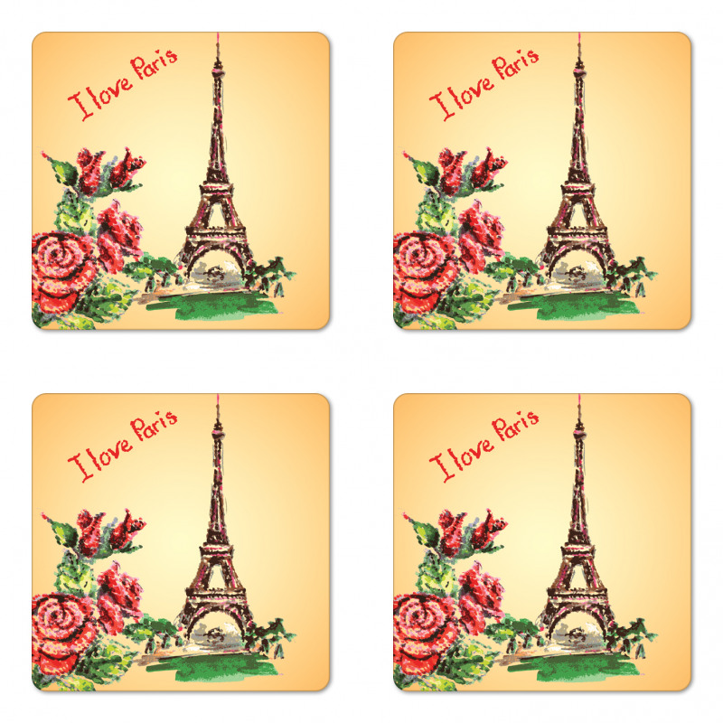 Love in Paris Eiffel Coaster Set Of Four