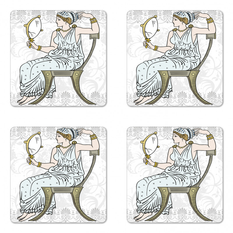 Greek Woman in Toga Mirror Coaster Set Of Four