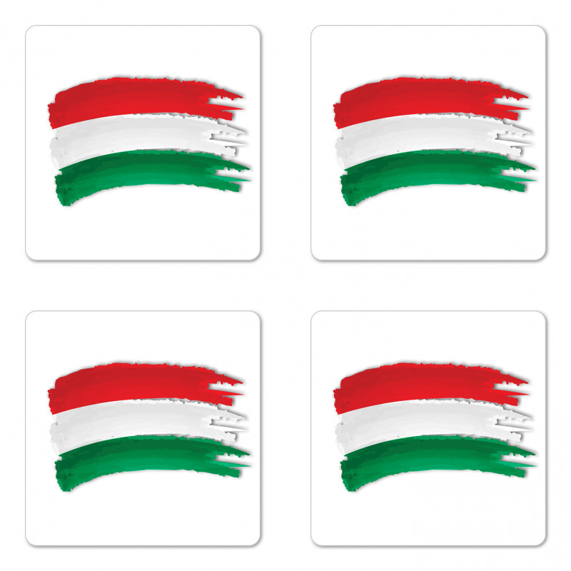 Hungarian Flag Brush Colors Coaster Set Of Four