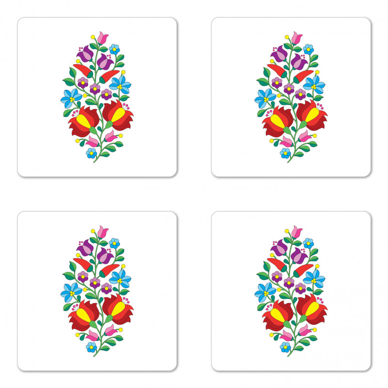 Traditional Folk Kalocsa Coaster Set Of Four