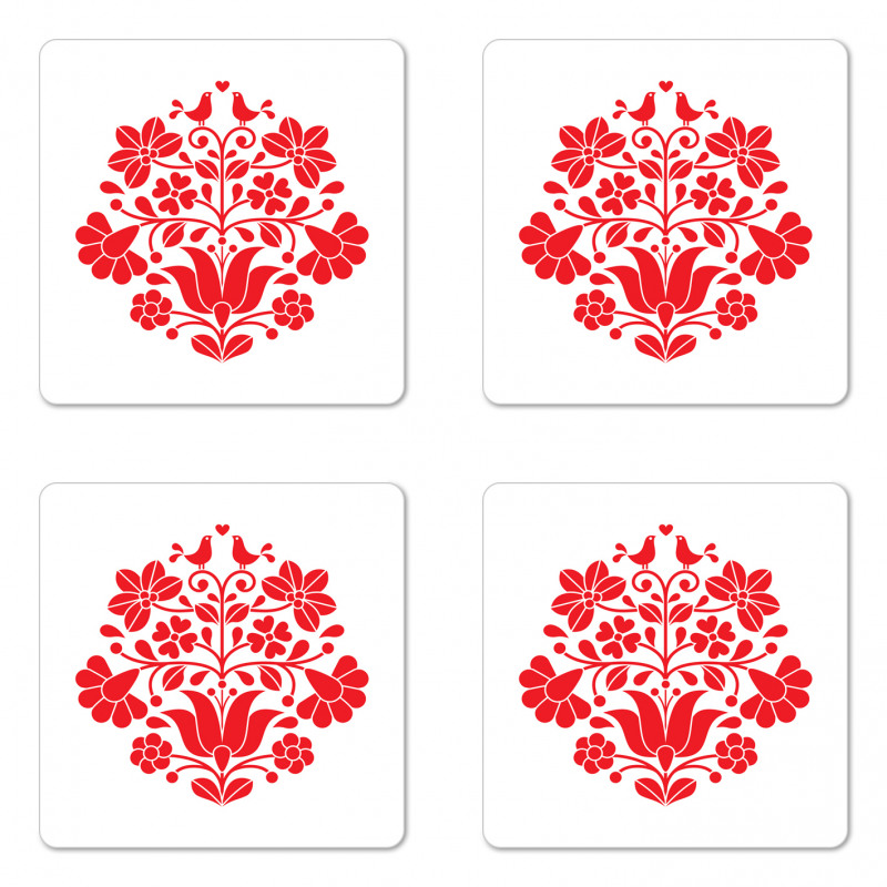 Kalocsa Pattern Boho Blooms Coaster Set Of Four