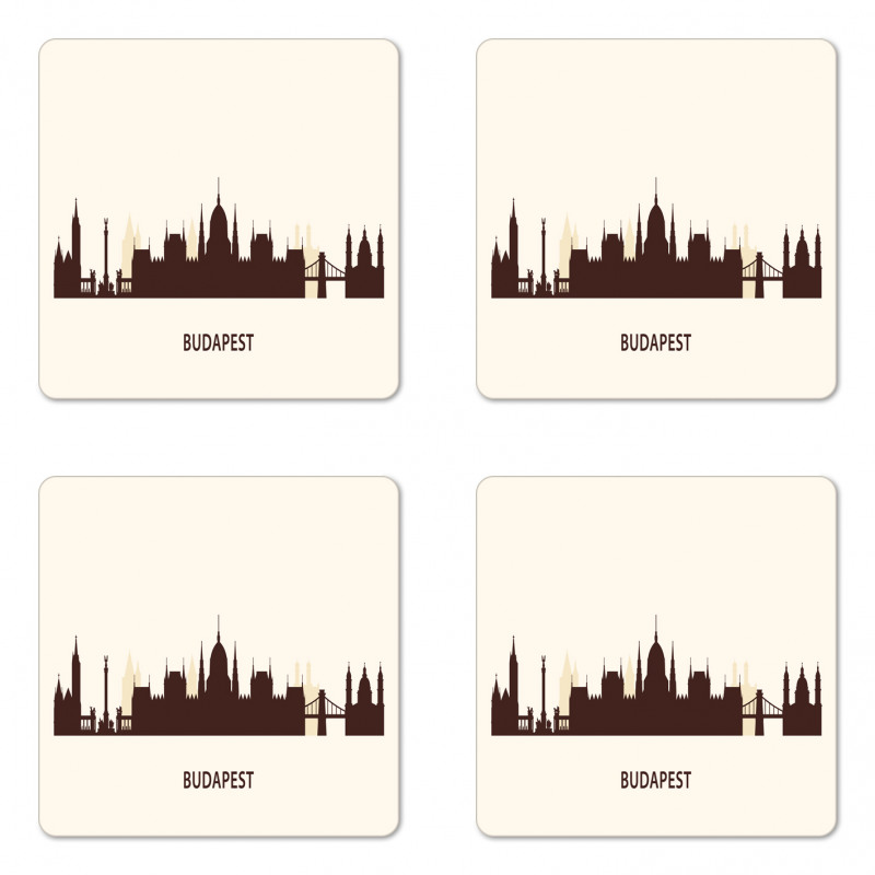 Silhouette of Budapest City Coaster Set Of Four