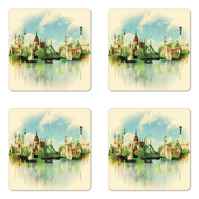 Watercolor Old Budapest Coaster Set Of Four