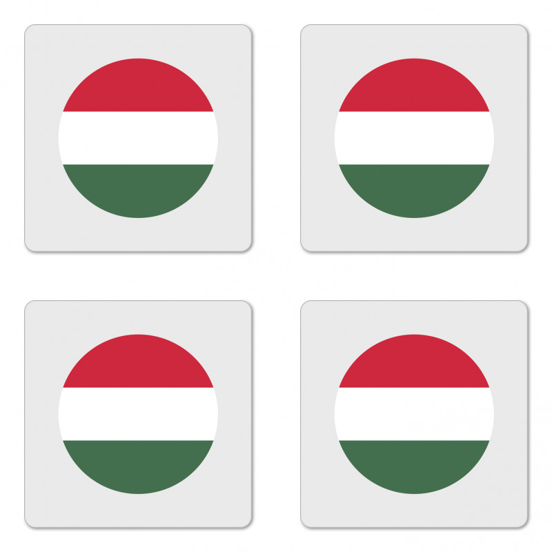 Hungarian Flag Round Symbol Coaster Set Of Four