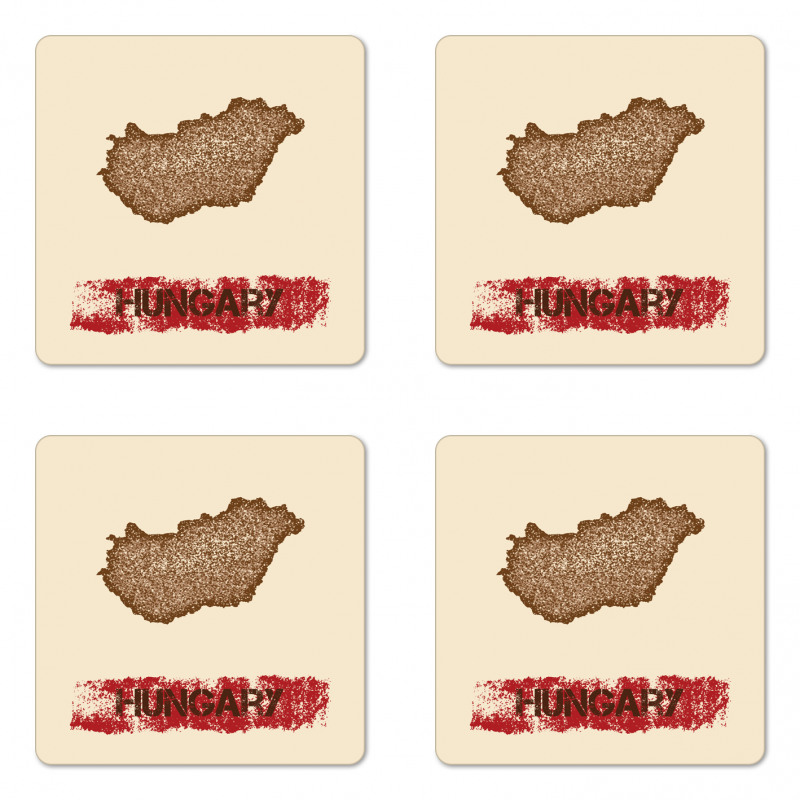 Distress Style Country Map Coaster Set Of Four