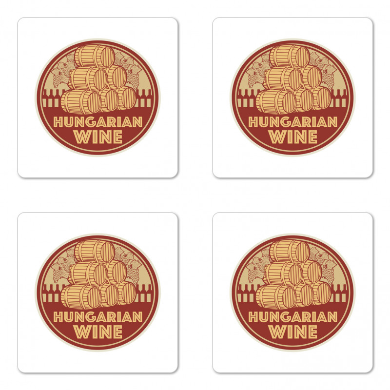 Vintage Hungarian Wine Text Coaster Set Of Four