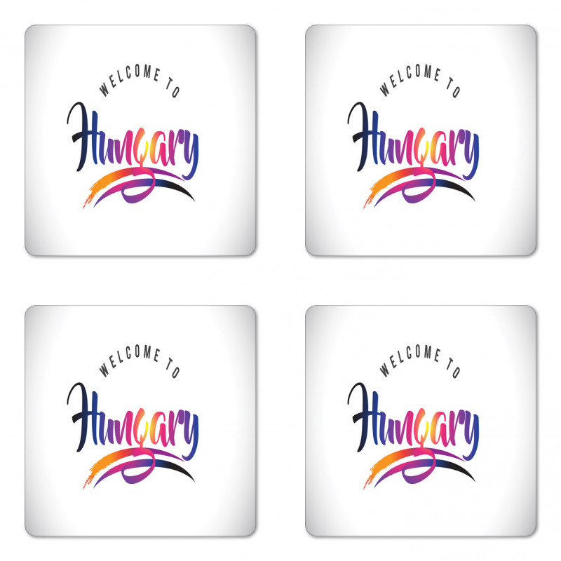 Colorful Welcome to Hungary Coaster Set Of Four