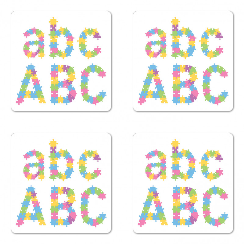 Colorful Jigsaw Letters Coaster Set Of Four