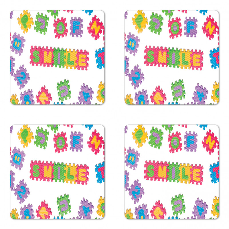 Smile Text Written Art Coaster Set Of Four