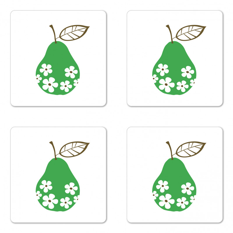 Fruit with Daisy Flower Blooms Coaster Set Of Four