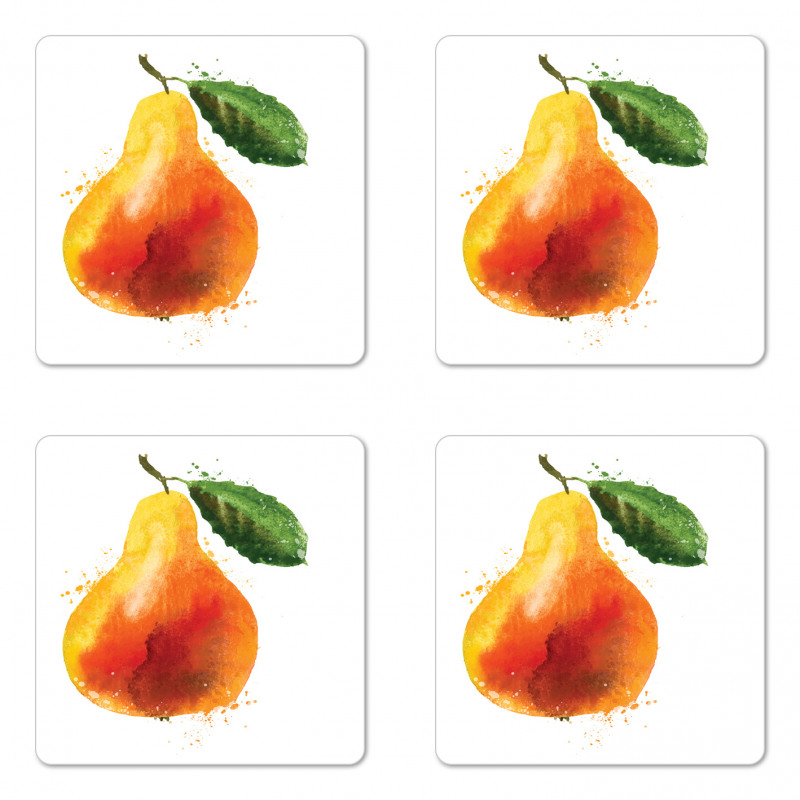 Watercolor Single Fruit Art Coaster Set Of Four