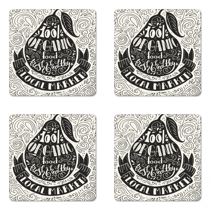 Retro Organic Food Graphic Coaster Set Of Four