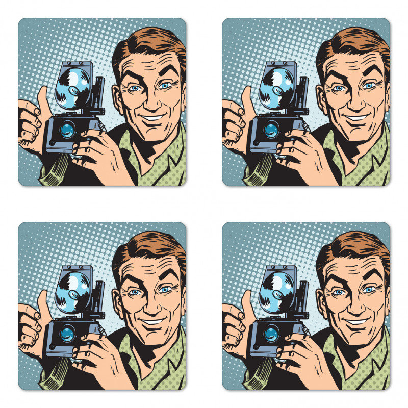 Comic Strip Photographer Coaster Set Of Four